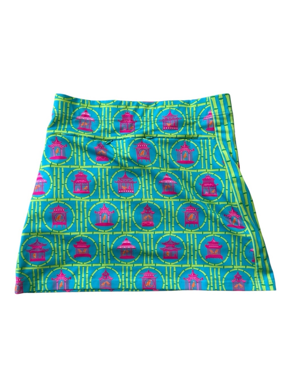 Gretchen Scott Bird Cage Palace Skippy Skort Sz L Tropical Colors Stretch Summer